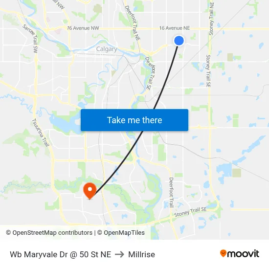 Wb Maryvale Dr @ 50 St NE to Millrise map