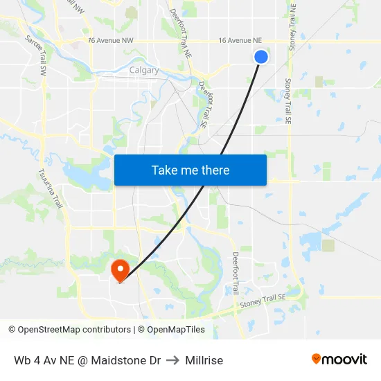 Wb 4 Av NE @ Maidstone Dr to Millrise map