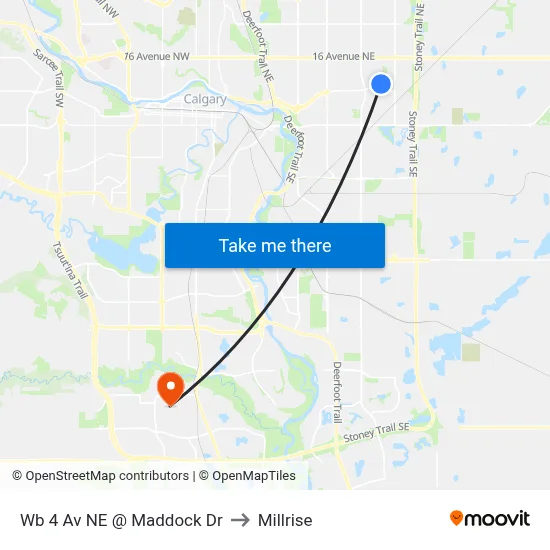 Wb 4 Av NE @ Maddock Dr to Millrise map