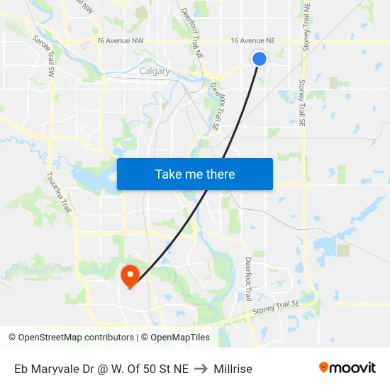 Eb Maryvale Dr @ W. Of 50 St NE to Millrise map