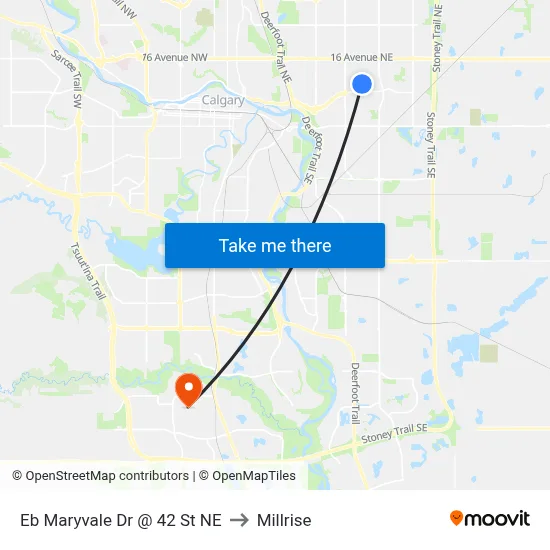 Eb Maryvale Dr @ 42 St NE to Millrise map