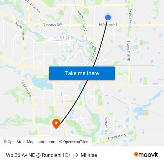 Wb 26 Av NE @ Rundlehill Dr to Millrise map