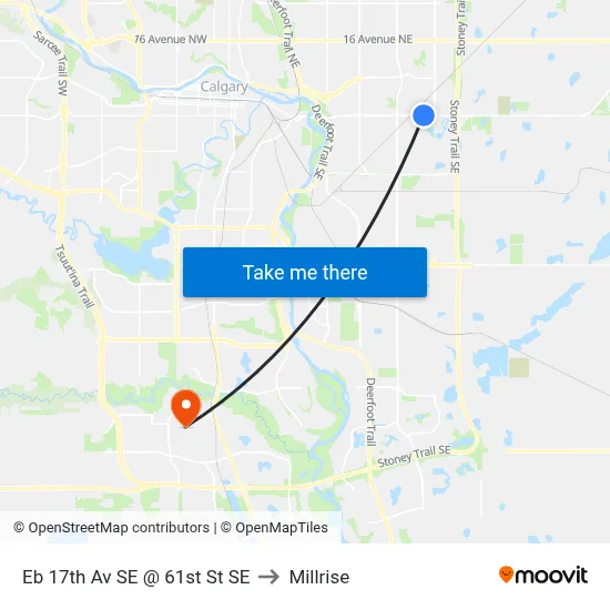 Eb 17th Av SE @ 61st St SE to Millrise map