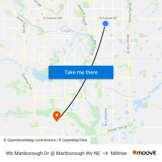 Wb Marlborough Dr @ Marlborough Wy NE to Millrise map