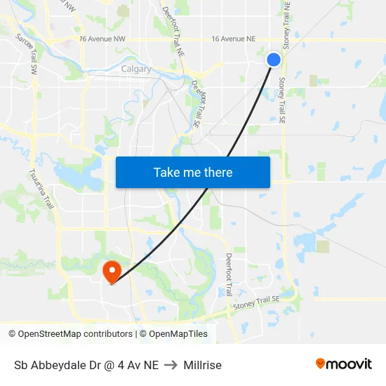 Sb Abbeydale Dr @ 4 Av NE to Millrise map