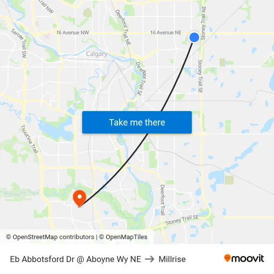 Eb Abbotsford Dr @ Aboyne Wy NE to Millrise map