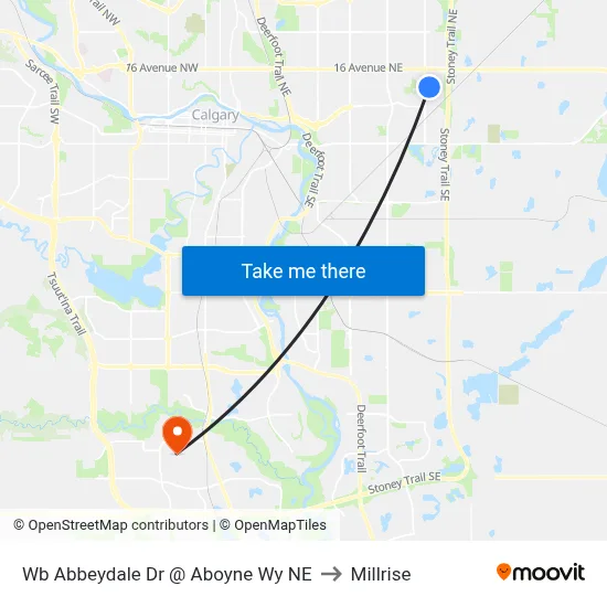 Wb Abbeydale Dr @ Aboyne Wy NE to Millrise map