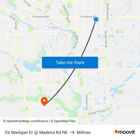 Eb Madigan Dr @ Madeira Rd NE to Millrise map