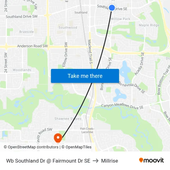 Wb Southland Dr @ Fairmount Dr SE to Millrise map