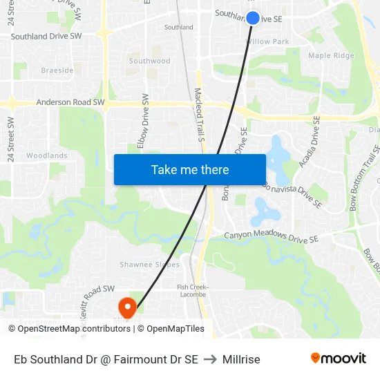Eb Southland Dr @ Fairmount Dr SE to Millrise map