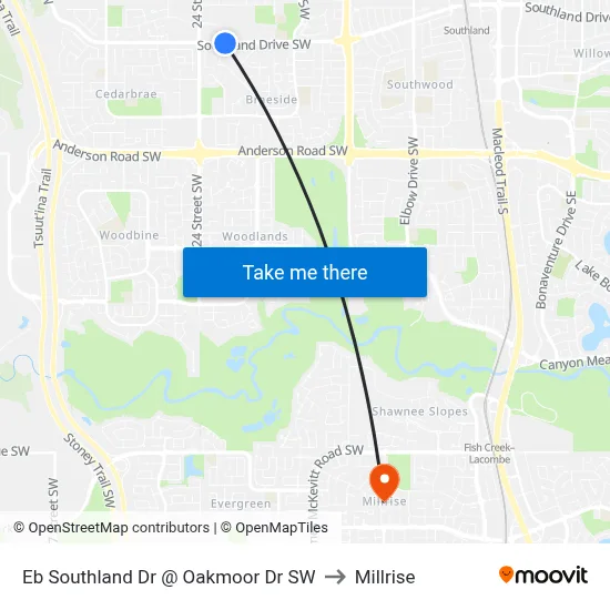 Eb Southland Dr @ Oakmoor Dr SW to Millrise map