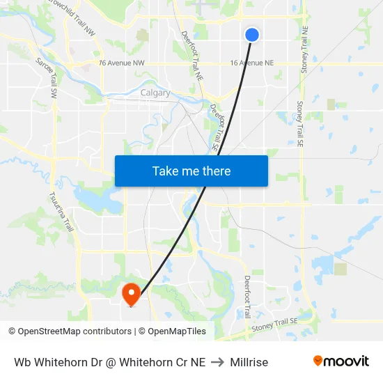 Wb Whitehorn Dr @ Whitehorn Cr NE to Millrise map