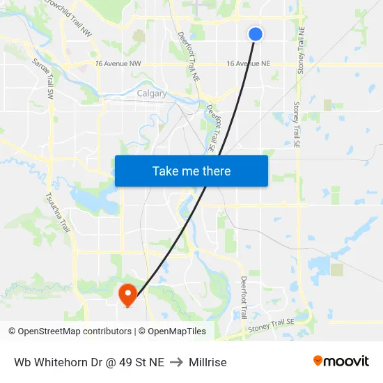 Wb Whitehorn Dr @ 49 St NE to Millrise map