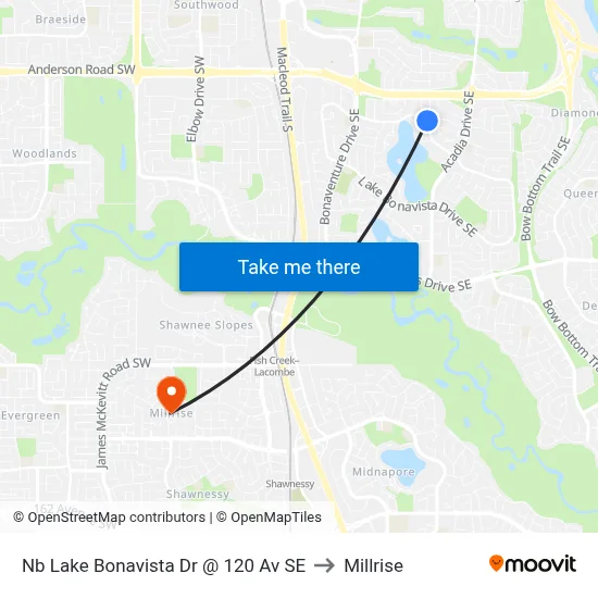 Nb Lake Bonavista Dr @ 120 Av SE to Millrise map