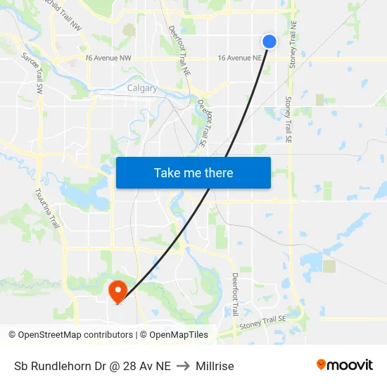 Sb Rundlehorn Dr @ 28 Av NE to Millrise map
