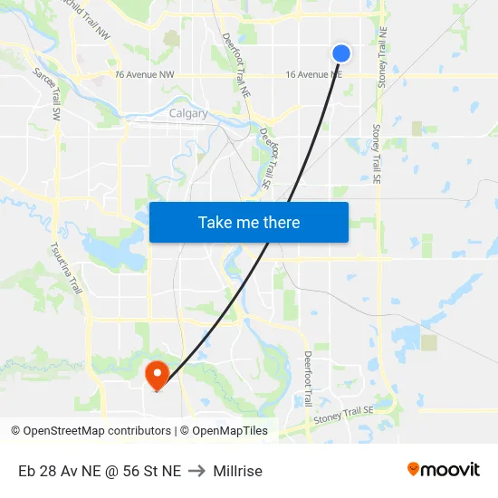 Eb 28 Av NE @ 56 St NE to Millrise map