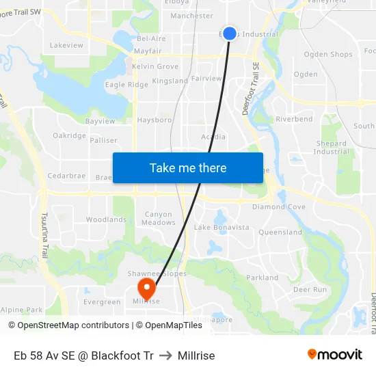 Eb 58 Av SE @ Blackfoot Tr to Millrise map