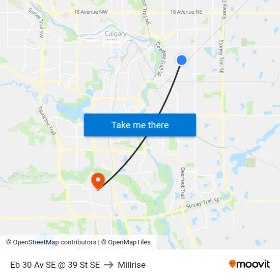 Eb 30 Av SE @ 39 St SE to Millrise map