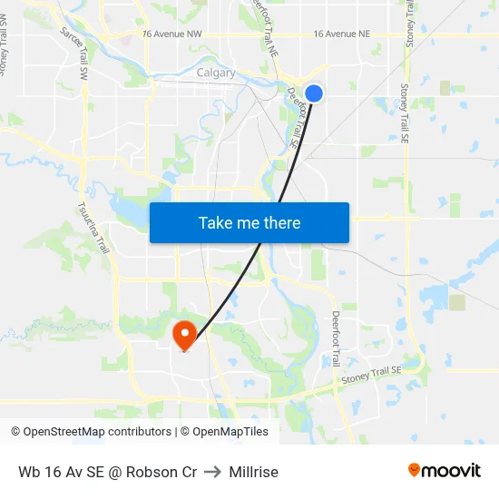 Wb 16 Av SE @ Robson Cr to Millrise map