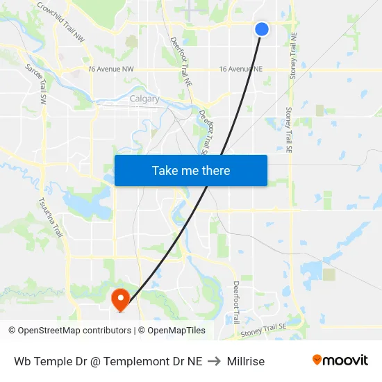 Wb Temple Dr @ Templemont Dr NE to Millrise map