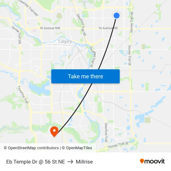 Eb Temple Dr @ 56 St NE to Millrise map