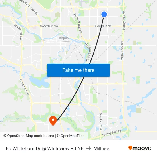 Eb Whitehorn Dr @ Whiteview Rd NE to Millrise map