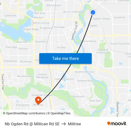 Nb Ogden Rd @ Millican Rd SE to Millrise map