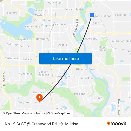 Nb 19 St SE @ Crestwood Rd to Millrise map