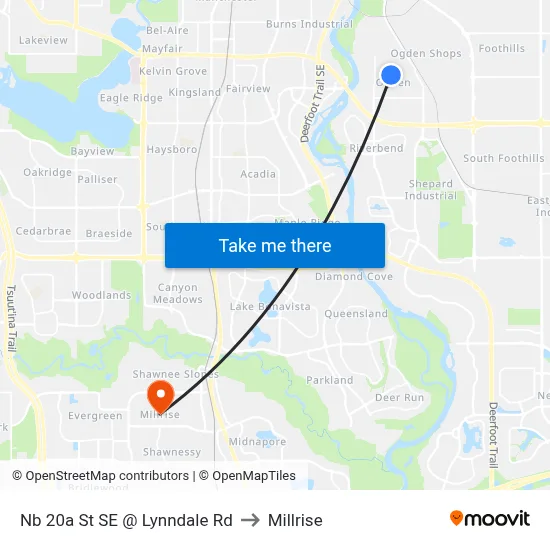 Nb 20a St SE @ Lynndale Rd to Millrise map