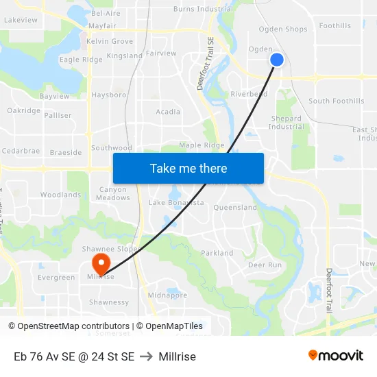 Eb 76 Av SE @ 24 St SE to Millrise map