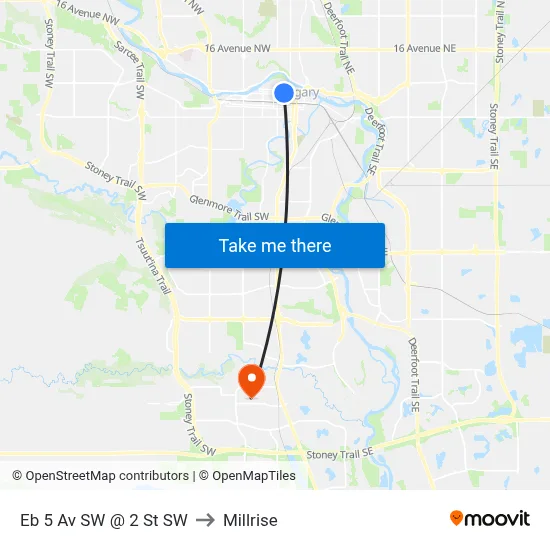 Eb 5 Av SW @ 2 St SW to Millrise map