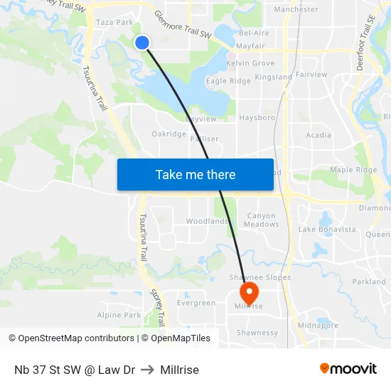 Nb 37 St SW @ Law Dr to Millrise map
