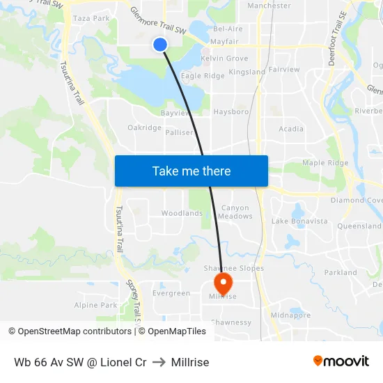 Wb 66 Av SW @ Lionel Cr to Millrise map