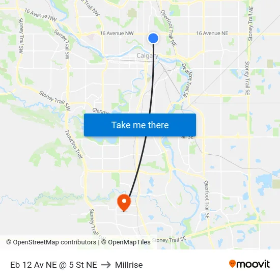 Eb 12 Av NE @ 5 St NE to Millrise map