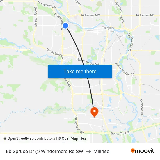 Eb Spruce Dr @ Windermere Rd SW to Millrise map