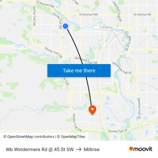Wb Windermere Rd @ 45 St SW to Millrise map