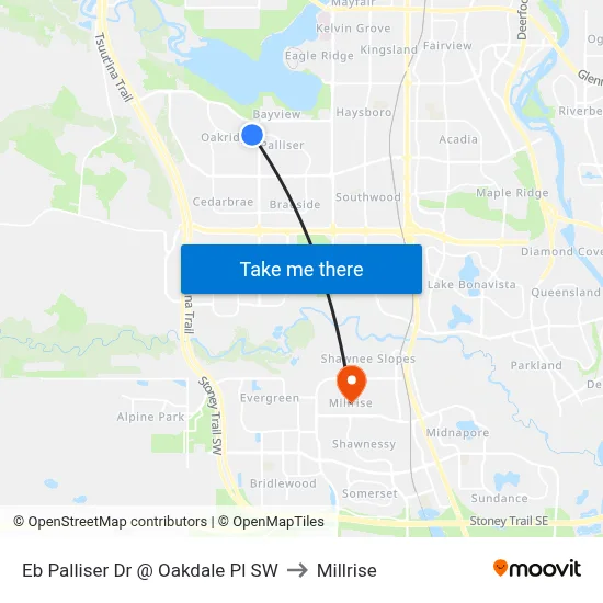 Eb Palliser Dr @ Oakdale Pl SW to Millrise map
