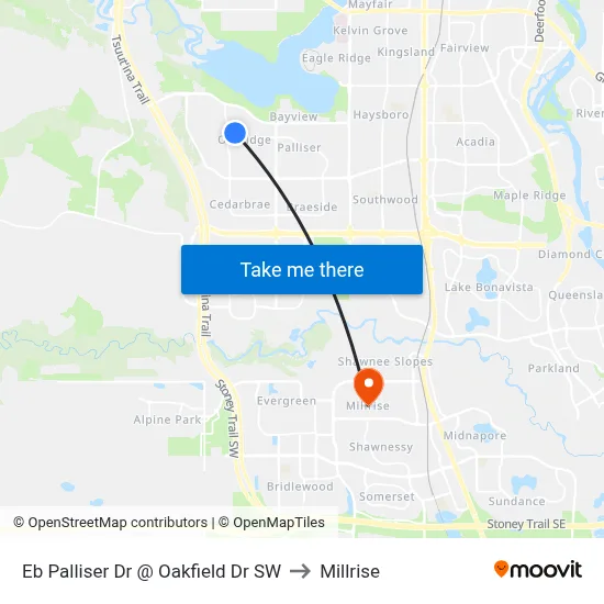 Eb Palliser Dr @ Oakfield Dr SW to Millrise map