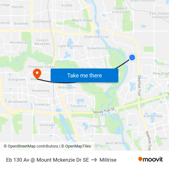 Eb 130 Av @ Mount Mckenzie Dr SE to Millrise map