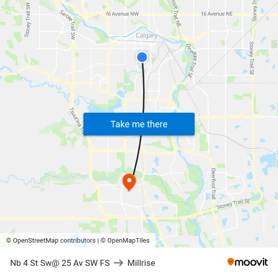 Nb 4 St Sw@ 25 Av SW FS to Millrise map