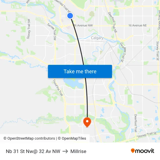 Nb 31 St Nw@ 32 Av NW to Millrise map
