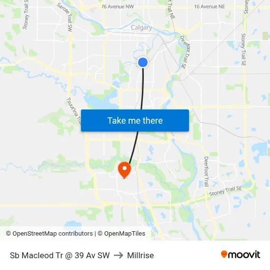 Sb Macleod Tr @ 39 Av SW to Millrise map