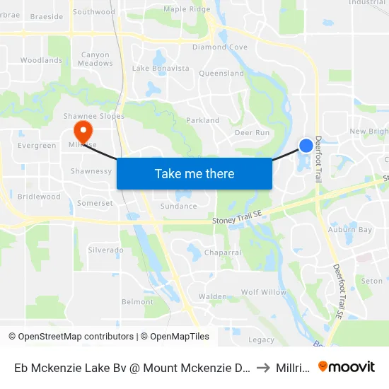 Eb Mckenzie Lake Bv @ Mount Mckenzie Dr SE to Millrise map