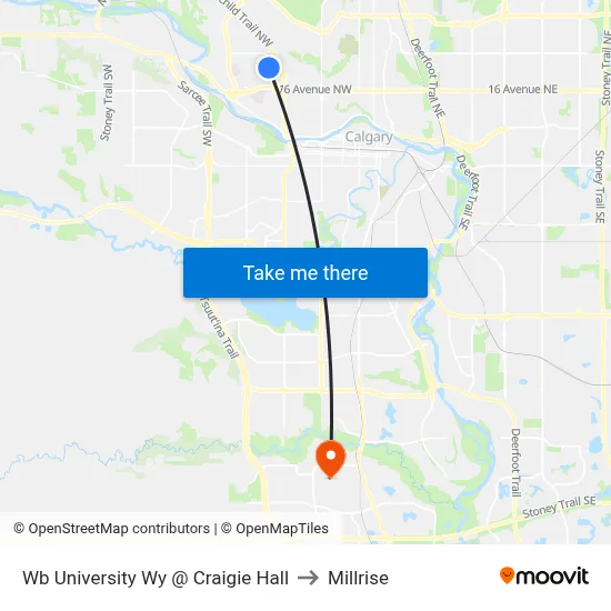 Wb University Wy @ Craigie Hall to Millrise map