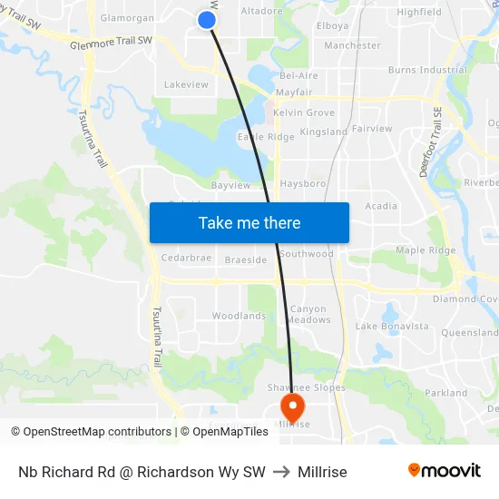Nb Richard Rd @ Richardson Wy SW to Millrise map