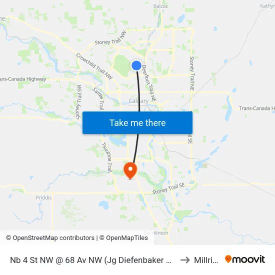 Nb 4 St NW @ 68 Av NW (Jg Diefenbaker Hs) to Millrise map