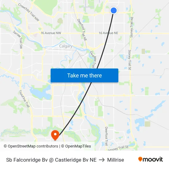 Sb Falconridge Bv @ Castleridge Bv NE to Millrise map