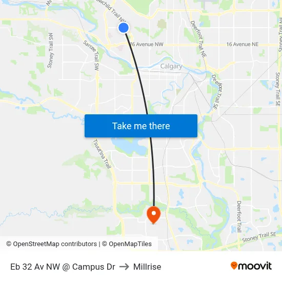 Eb 32 Av NW @ Campus Dr to Millrise map