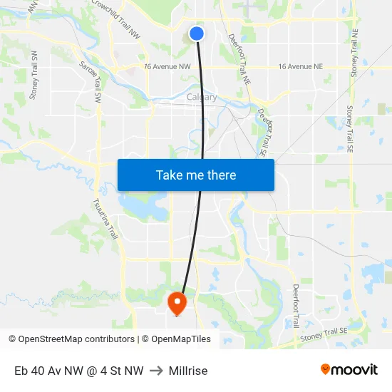 Eb 40 Av NW @ 4 St NW to Millrise map