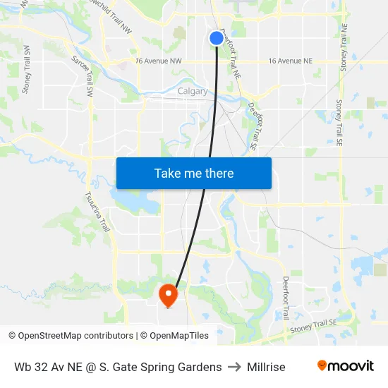 Wb 32 Av NE @ S. Gate Spring Gardens to Millrise map